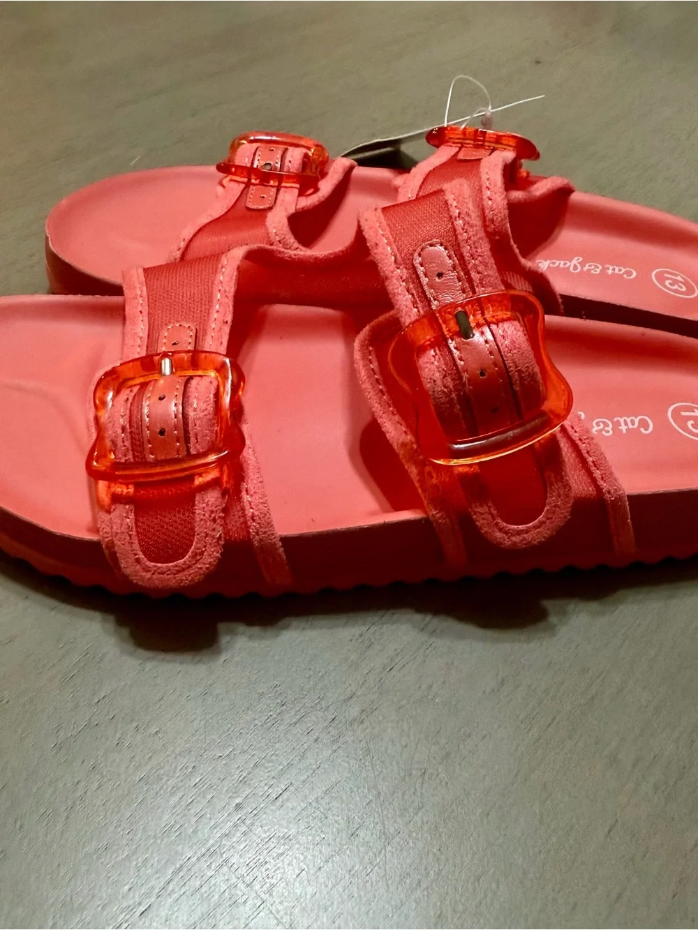 Cat & Jack Coral Pink Slide Sandals with Buckles